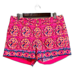 Lilly Pulitzer Pink and Orange Callahan Patterned Shorts 5in size 8